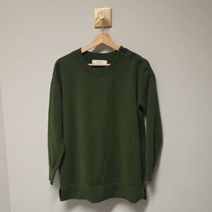 LOFT Green Oversized Sweater With Button Shoulder, Women's Small